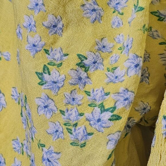 Draper James Small Yellow Blue Floral‎ Peasant Dress Long Sleeves Sundress - Picture 3 of 11